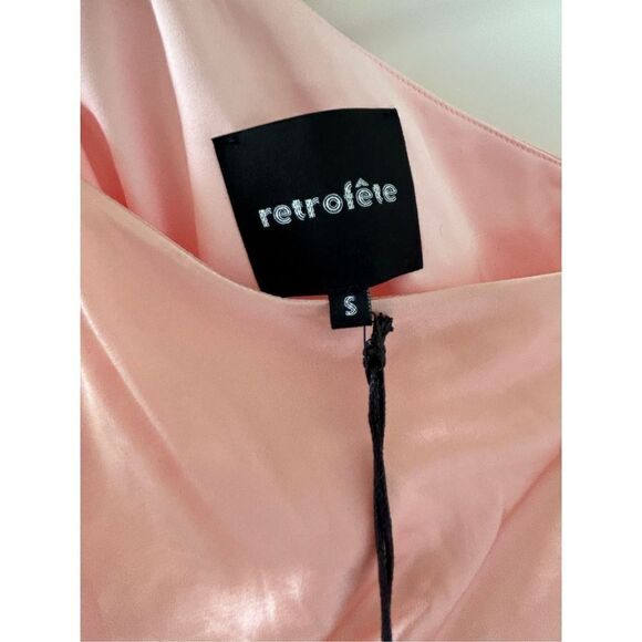 Retrofête Rylie Silk-Blend One Shoulder Crop Top Women’s Blush Pink Size Small - Picture 9 of 10